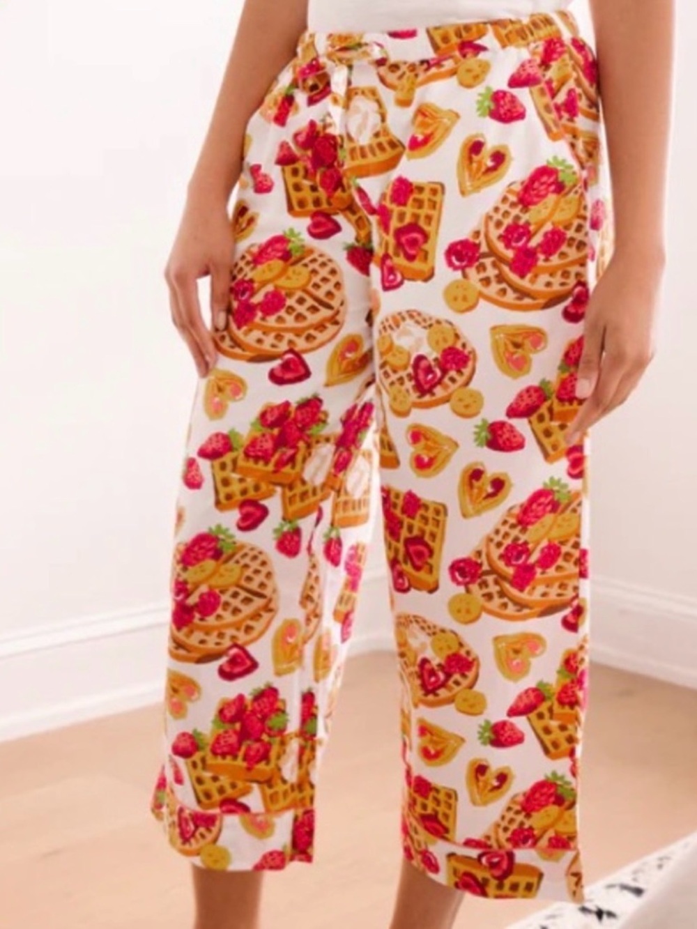 Printfresh Waffles in Bed Cropped Pant Pajamas Size XS